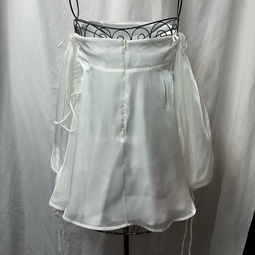 Alamour the label Celine white off the shoulder babydoll mini dress size S - Picture 6 of 8